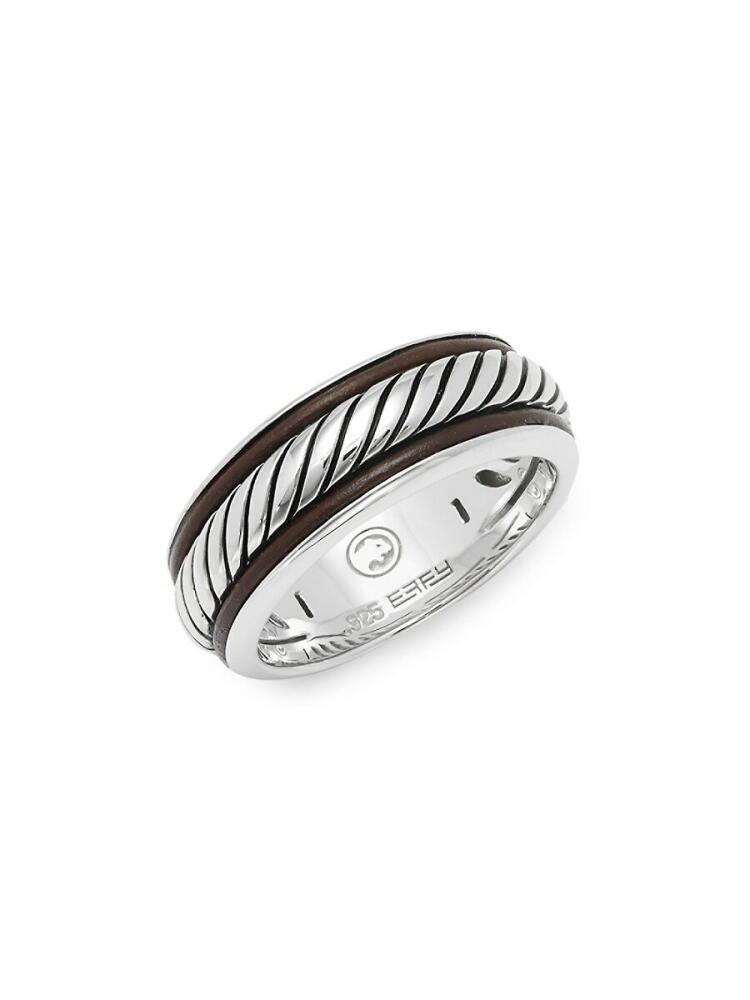 Effy Men's Leather and Sterling Silver Band Ring Cover