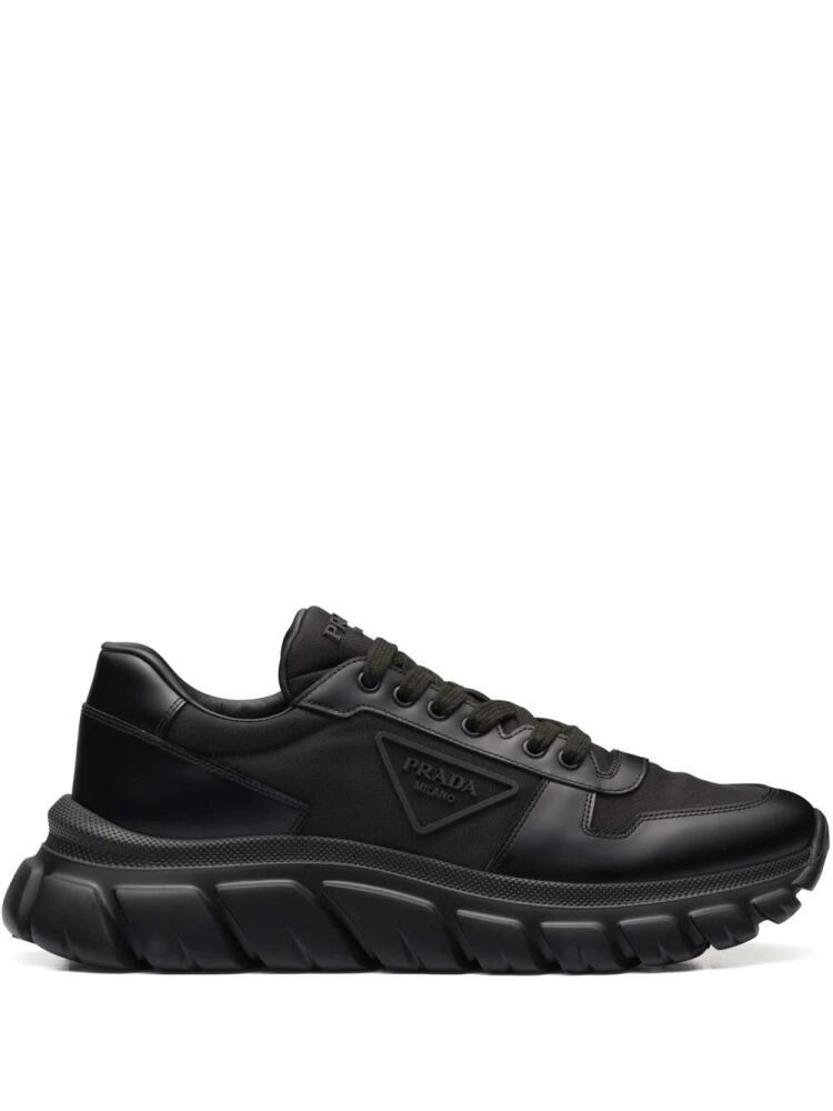 Prada triangle logo low-top sneakers - Black Cover