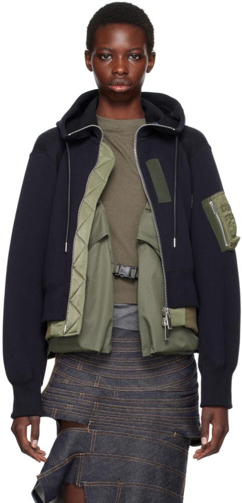 sacai Navy & Khaki Layered Hoodie Cover