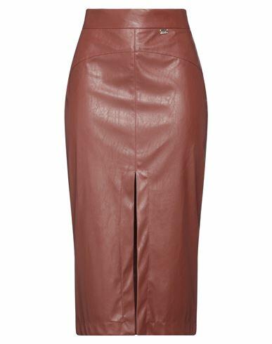 Anna Molinari Woman Midi skirt Cocoa Polyester, Polyurethane Cover