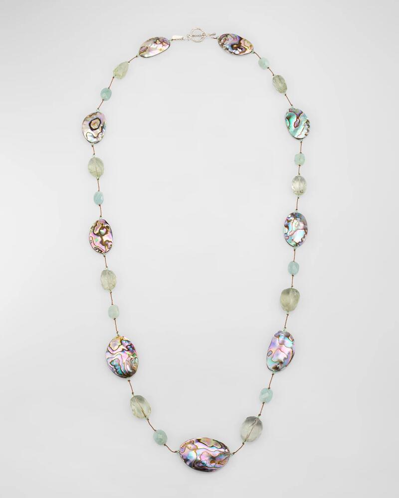 Margo Morrison Limited Edition Abalone, Green Amethyst and Aquamarine Necklace in Sterling Silver, 35"L Cover