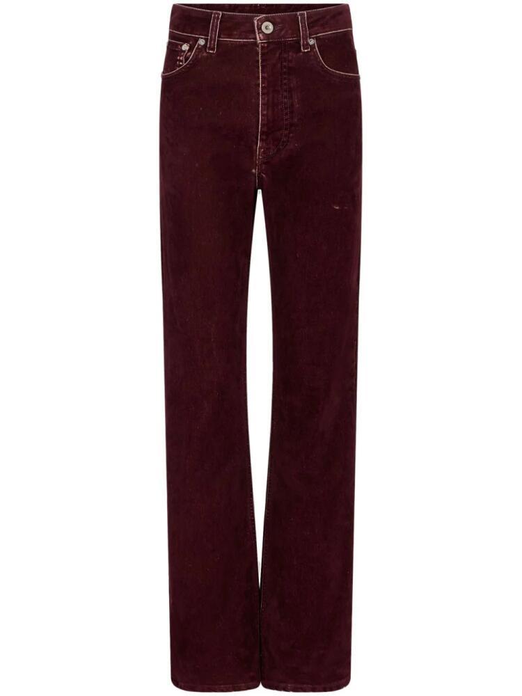 Rabanne high-waist straight-leg velvet trousers - Red Cover