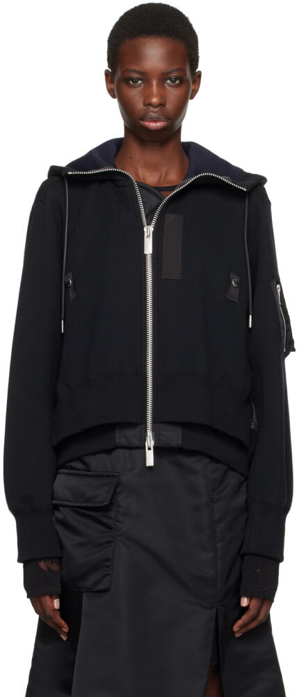 sacai Black Layered Hoodie Cover