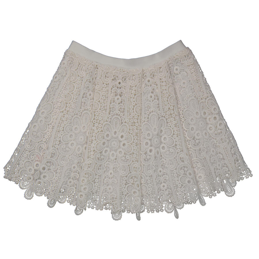 Burberry Girls White Juliana Pleated Cutout Lace Skirt Cover