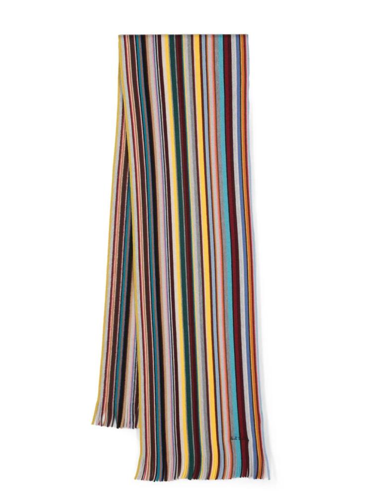 Paul Smith Spectrum Stripe merino-wool scarf - Grey Cover