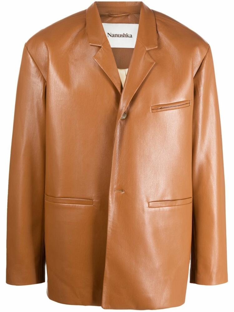 Nanushka faux-leather single-breasted blazer - Brown Cover