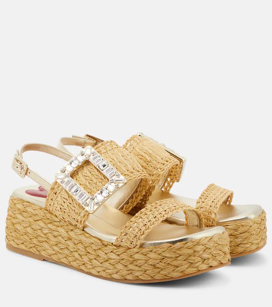 Roger Vivier Embellished raffia platform sandals Cover