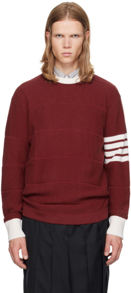 Thom Browne Burgundy 4-Bar Rugby Sweater Cover