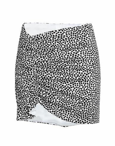 Nineminutes Mini Gonna In Raso Stampato Woman Mini skirt White Polyester, Elastane Cover