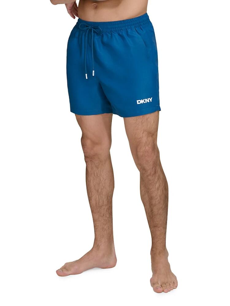 DKNY Men's Drawstring Standard Fit Swim Shorts - Poseidon Cover