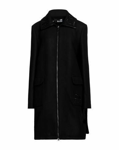 Love Moschino Woman Coat Black Virgin Wool, Polyamide Cover