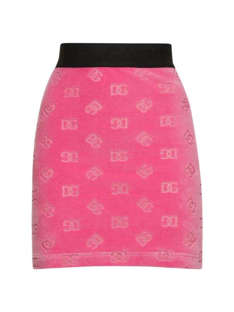 DOLCE & GABBANA Cotton Chenille Jacquard Logo Mini Skirt Cover