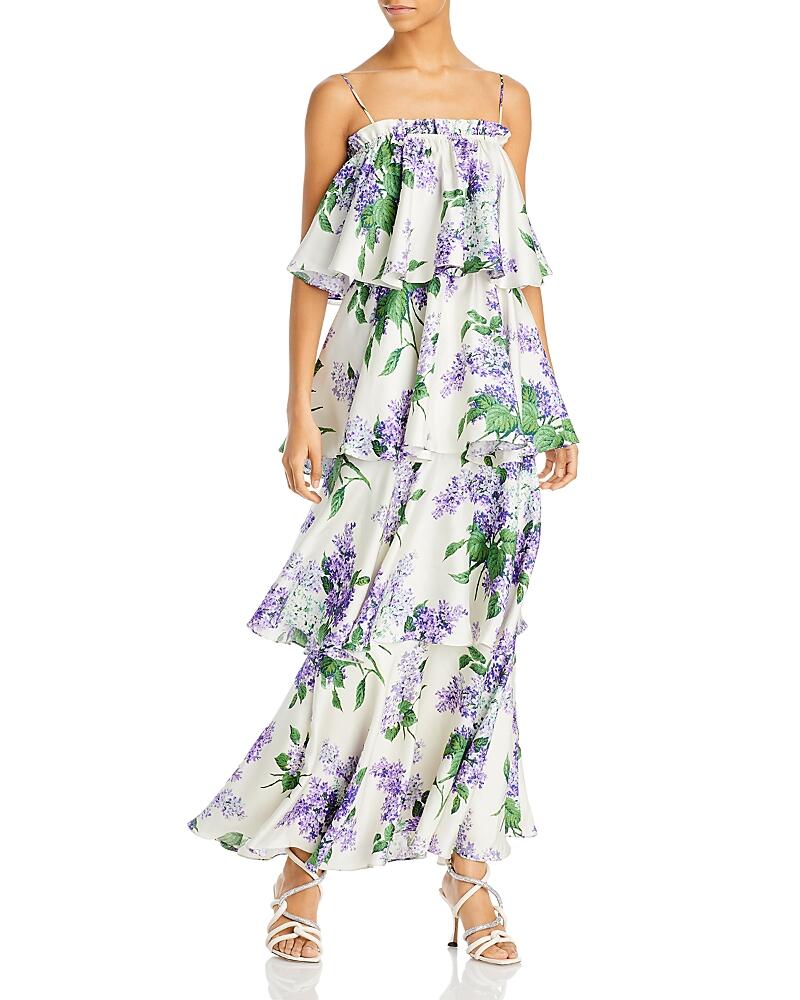 Libertine Lilac Garden Ruffled Floral Print Dress Cover