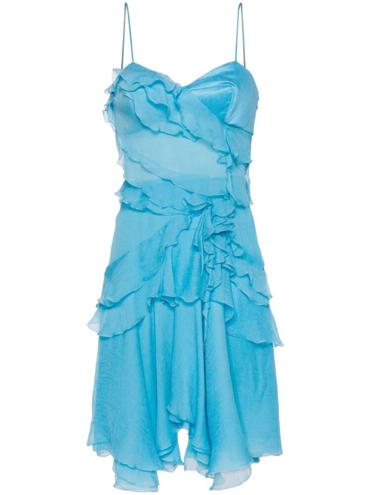 Ermanno Scervino ruffled-detail silk midi dress - Blue Cover