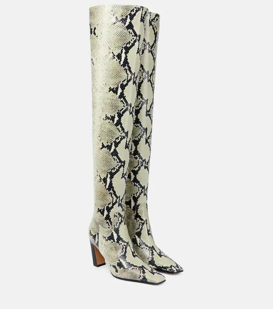 Khaite Snake-effect leather knee-high boots Cover