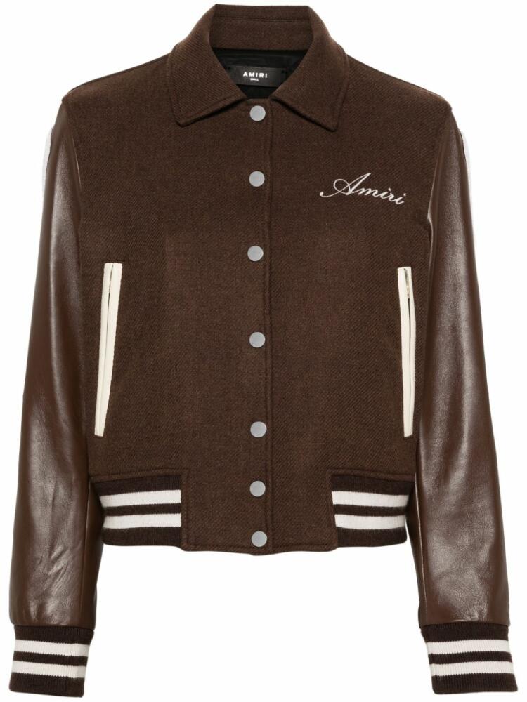 AMIRI Bones logo-embroidered bomber jacket - Brown Cover