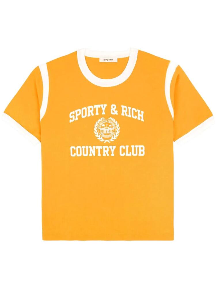 Sporty & Rich Varsity Crest Sports cotton T-shirt - Orange Cover