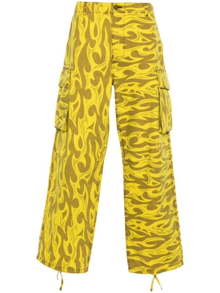 ERL abstract-print cargo pants - Yellow Cover