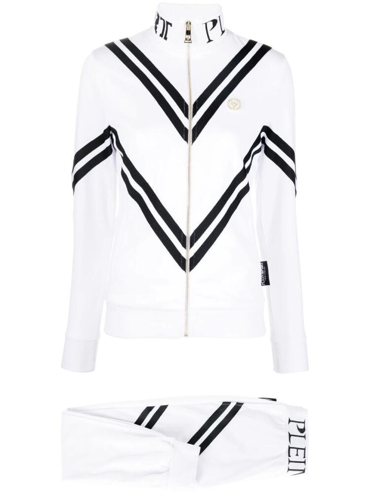 Plein Sport stripe-print zip-up tracksuit - White Cover