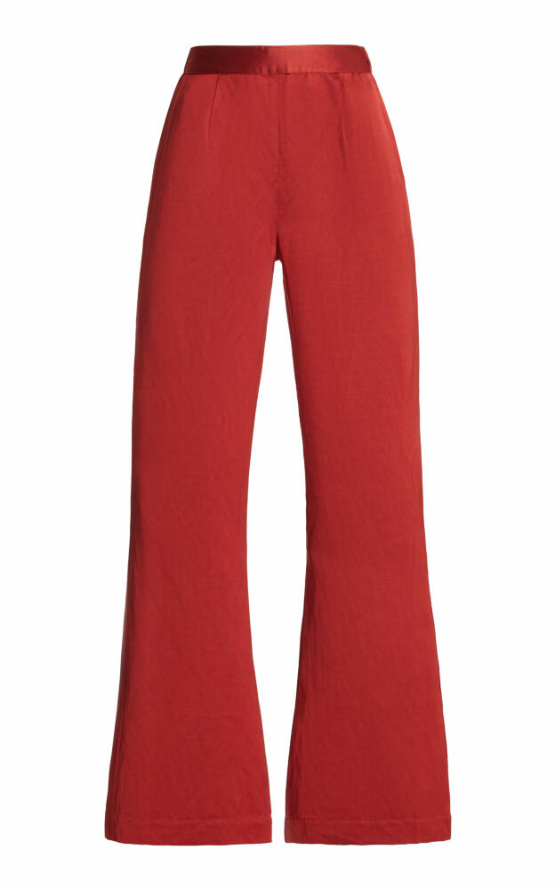 Posse - Tia High-Waisted Linen Flared-Leg Pants - Red Cover