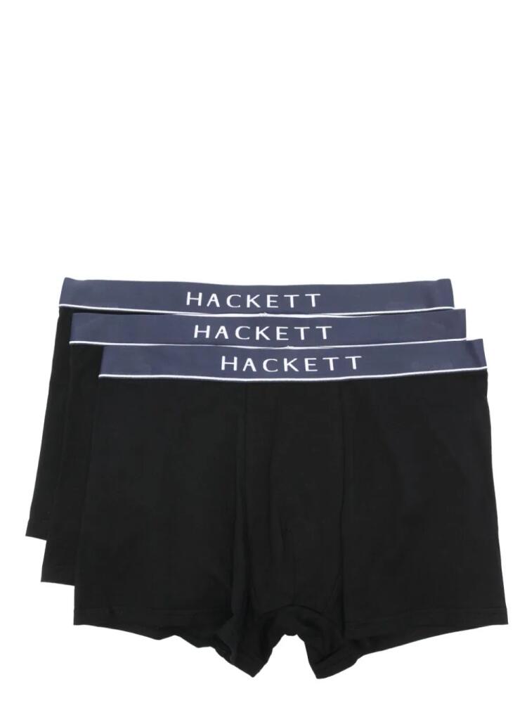 Hackett logo-waistband cotton briefs (pack of three) - Black Cover