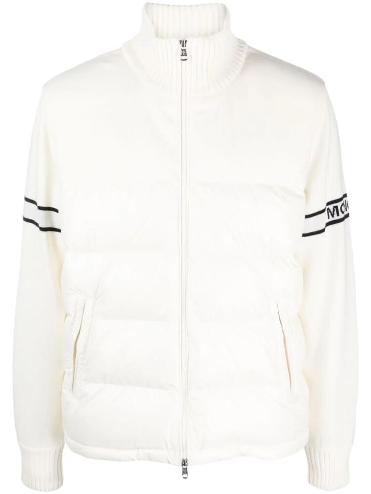 Moncler padded-panel wool-blend cardigan - Neutrals Cover