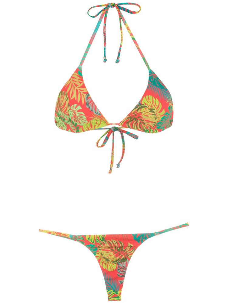 Amir Slama palm leaf print bikini - Red Cover