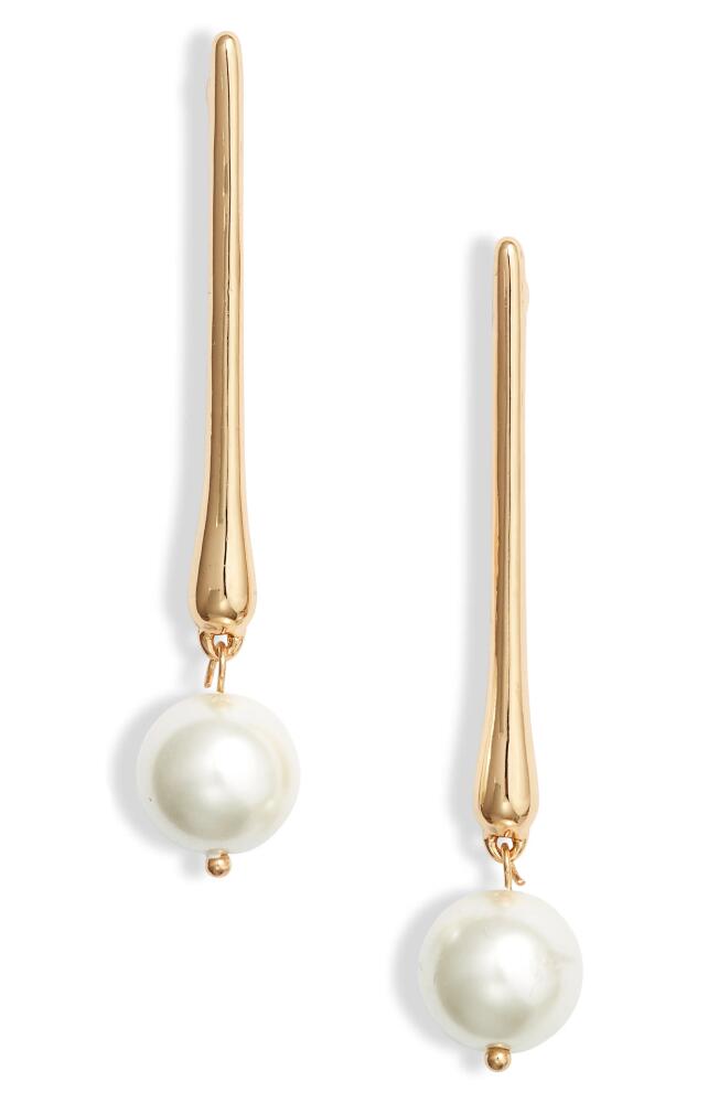 Nordstrom Faux Pearl Drop Earrings in White- Gold Cover