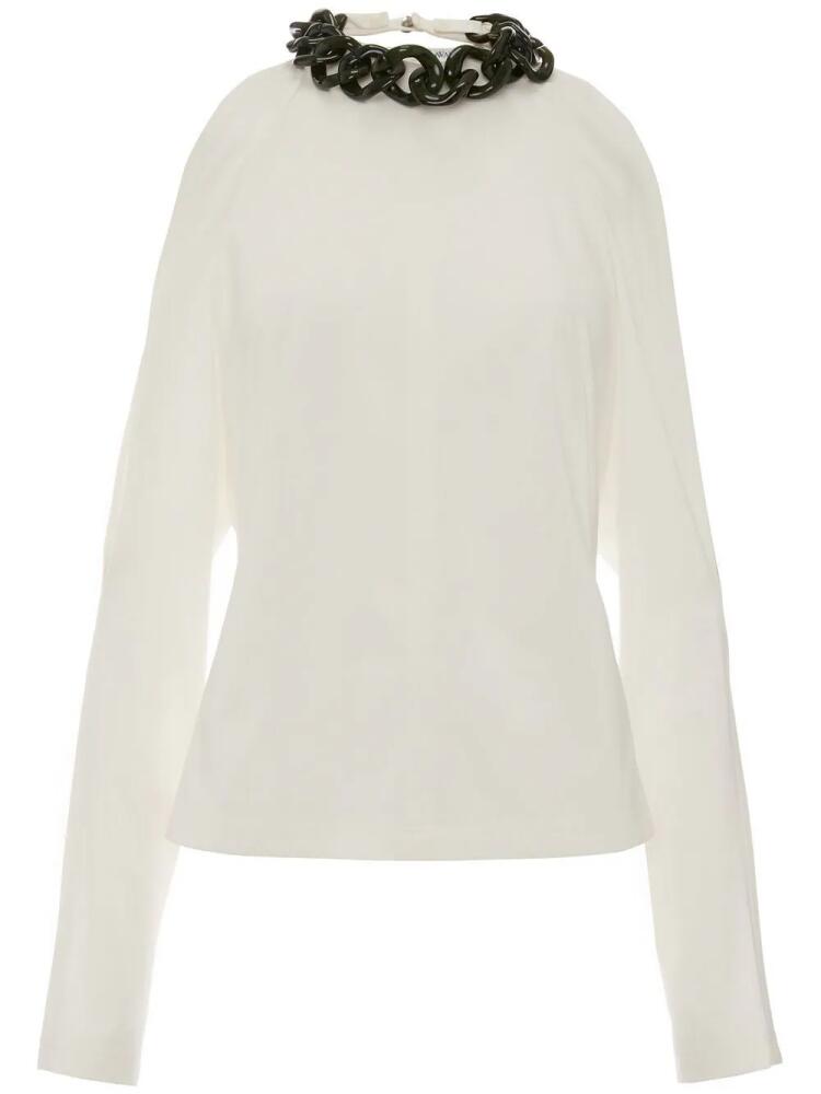 JW Anderson chain-embellished cold-shoulder top - White Cover