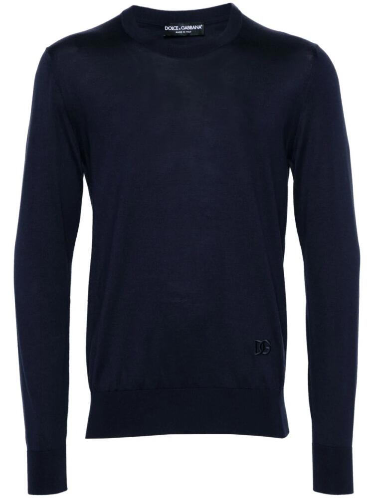 Dolce & Gabbana crew-neck silk jumper - Blue Cover