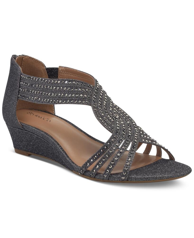 Style & Co Women's Ginifur Embellished Strappy Wedge Sandals, Created for Macy's - Pewter Cover