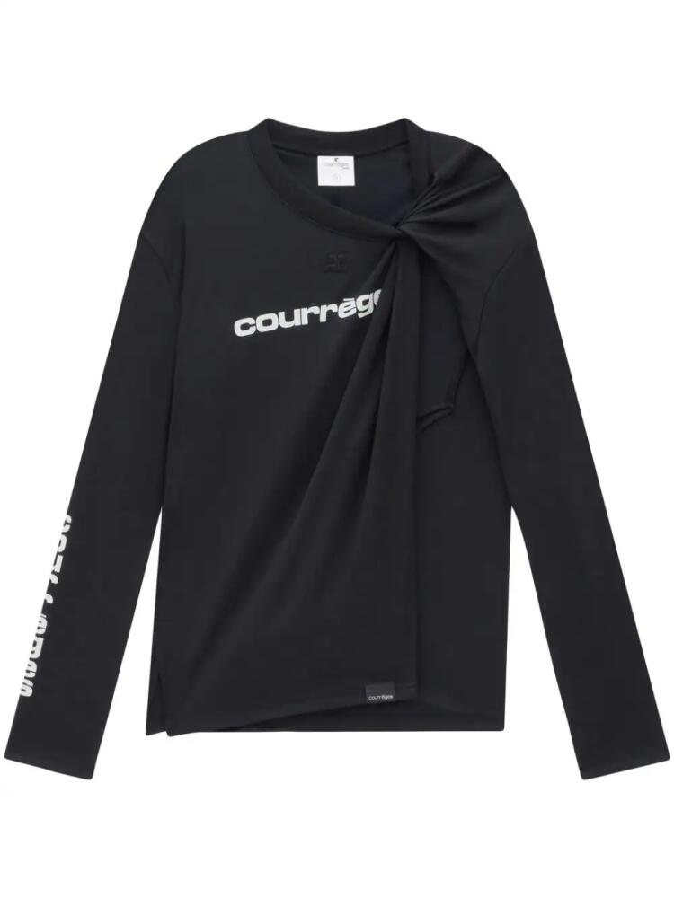 Courrèges gathered-detailing logo-print jersey - Black Cover