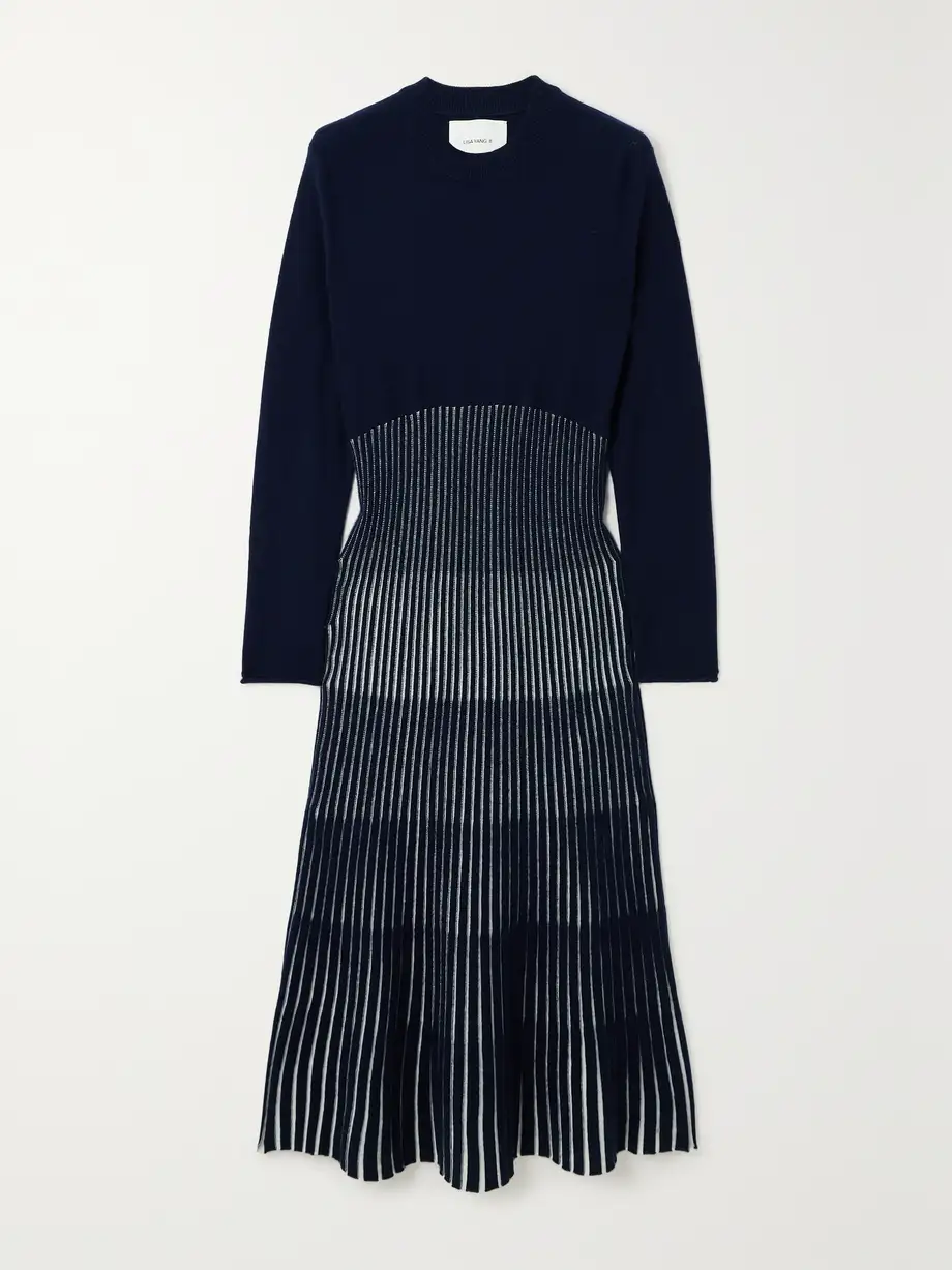 LISA YANG - Finley Ribbed Cashmere Midi Dress - Blue Cover