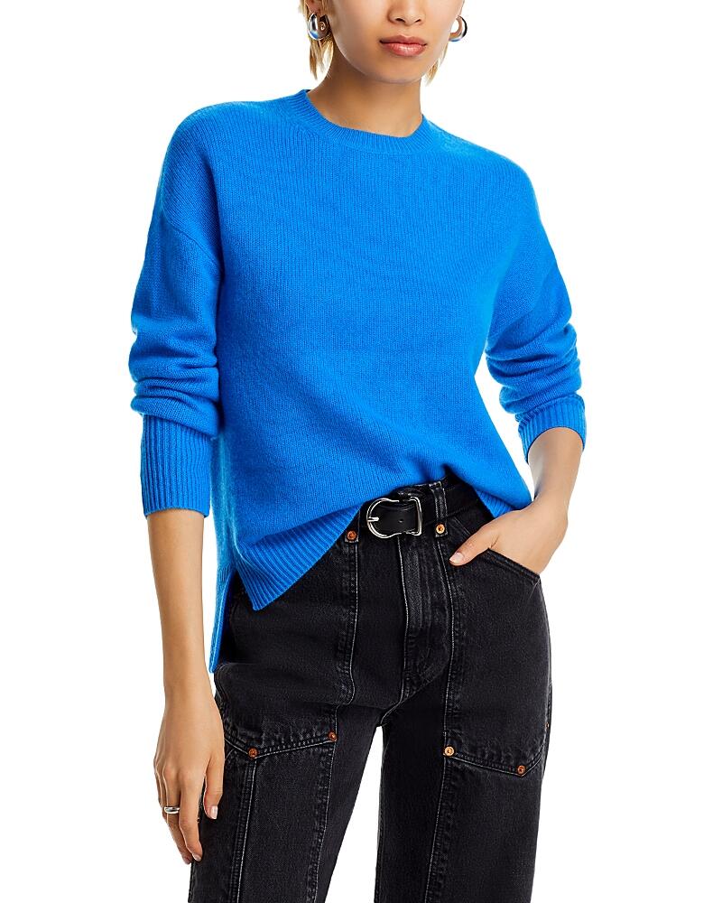 Aqua Cashmere Drop Shoulder High Low Crewneck Sweater - Exclusive Cover