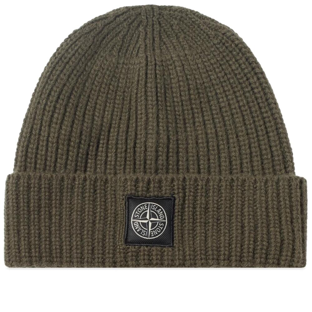 Stone Island Men's Wool Patch Beanie Hat in Olive Cover