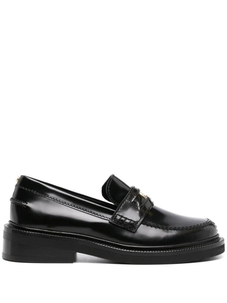 Maje logo-plaque leather loafers - Black Cover