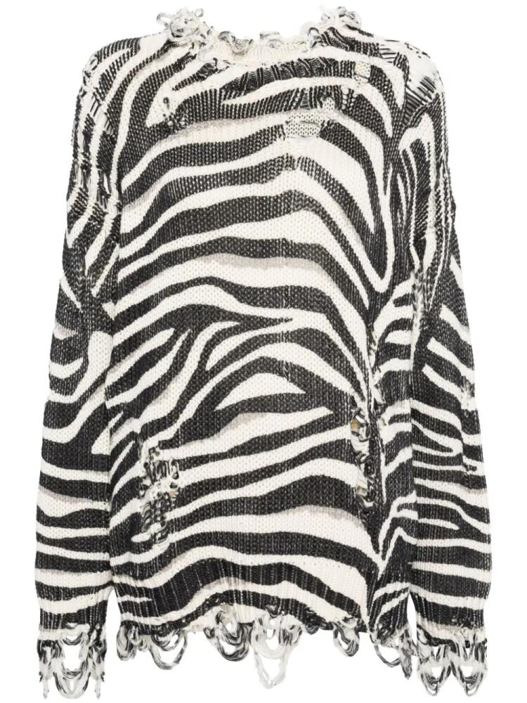 R13 ripped zebra-print jumper - Black Cover