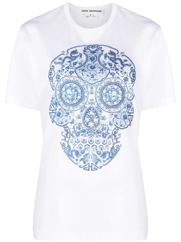 Junya Watanabe skull print crew-neck T-shirt - White Cover