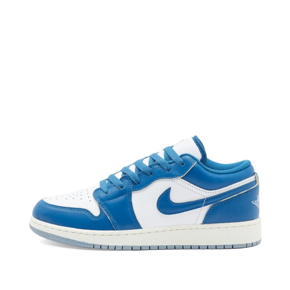 Air Jordan 1 Low SE GS Sneakers in White/Industrial Blue/Sail Cover