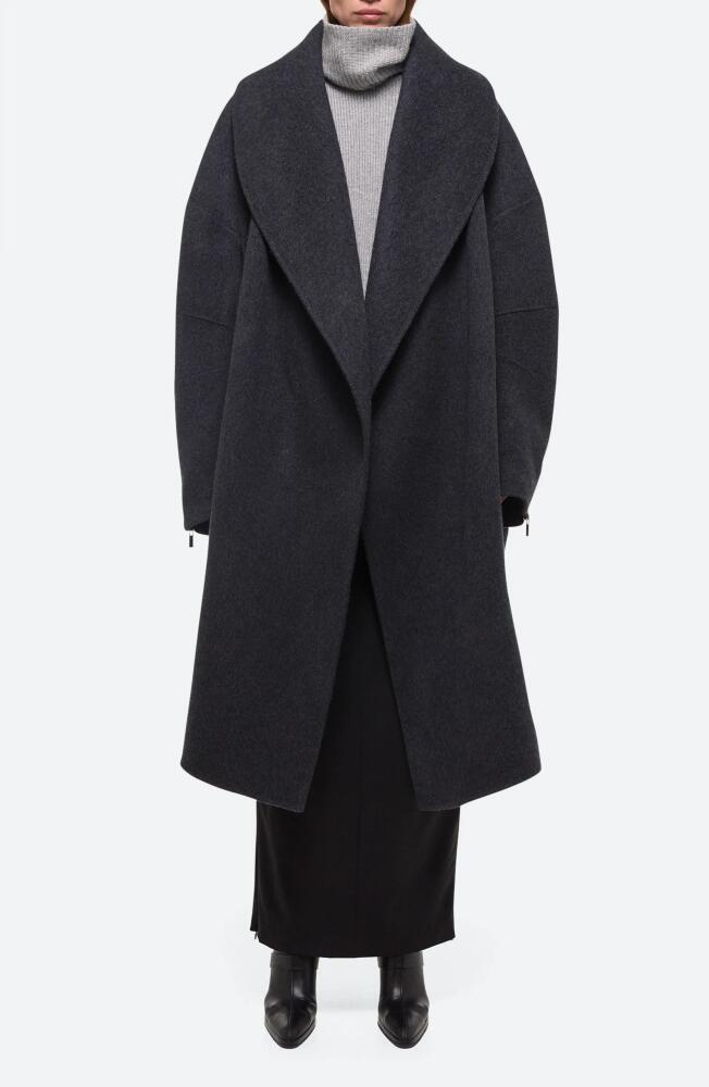 Helmut Lang Apex Oversize Recycled Wool Cocoon Coat in Dark Charcoal Cover