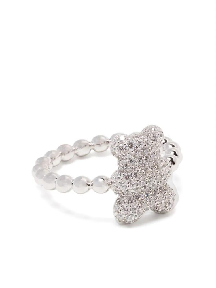 APM Monaco bear-motif crystal-embellished ring - Silver Cover