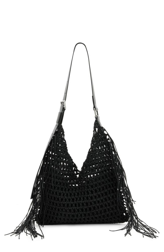 AllSaints Sabine Macramé Shoulder Bag in Black Cover