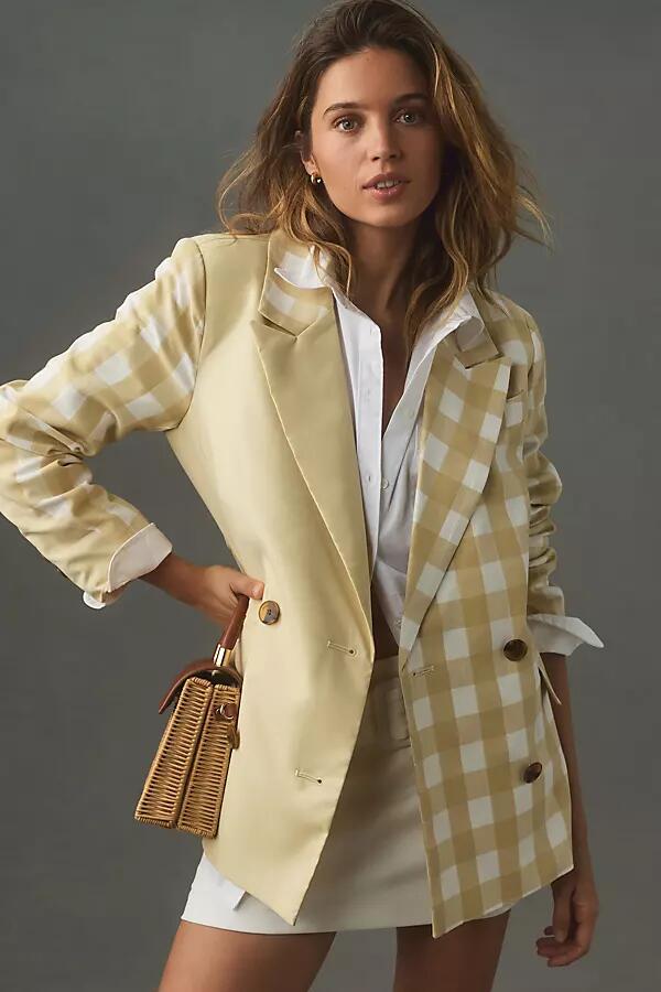 Avec Les Filles Mixed Gingham Blazer Jacket Cover