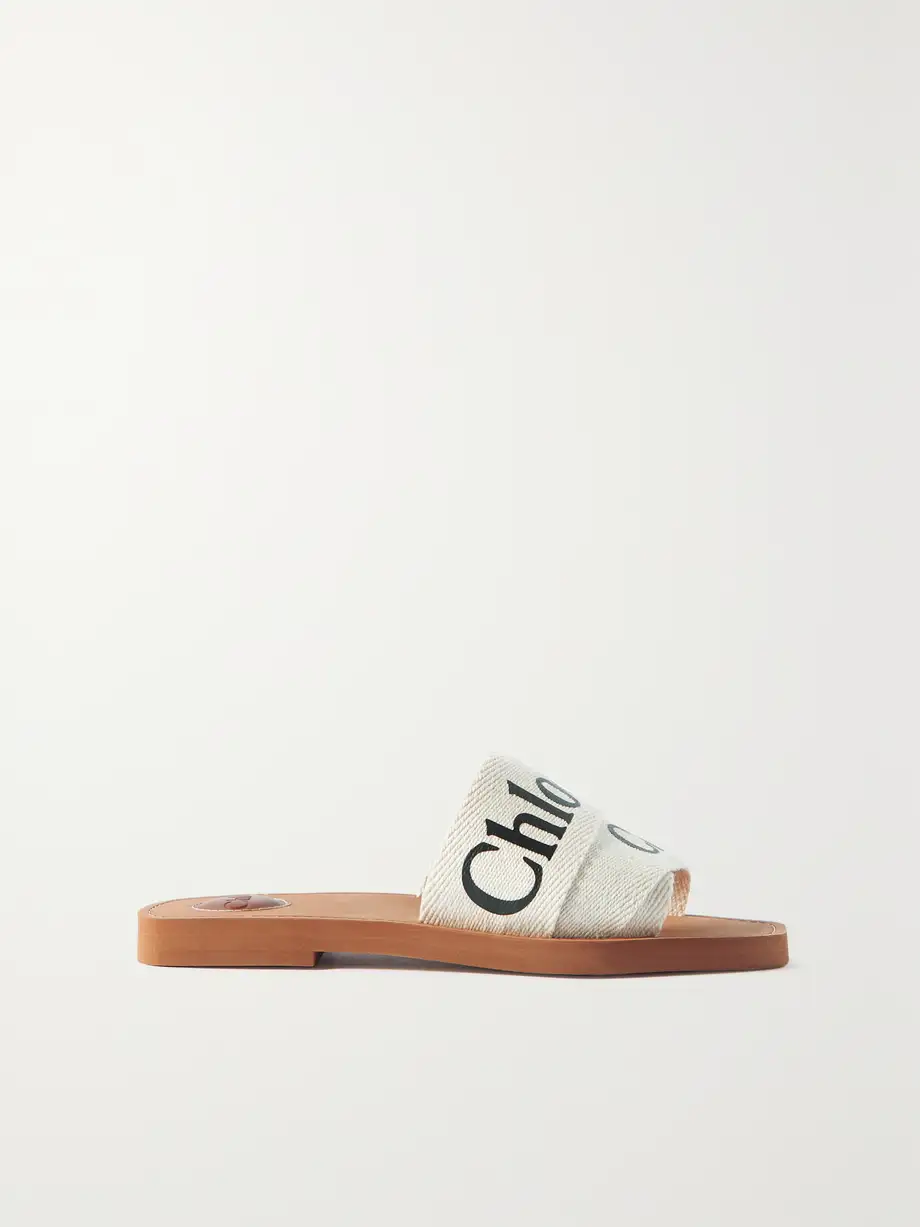 Chloé - Woody Logo-print Canvas Slides - White Cover