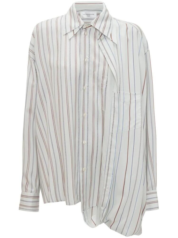 Victoria Beckham asymmetric striped long-sleeve shirt - Neutrals Cover