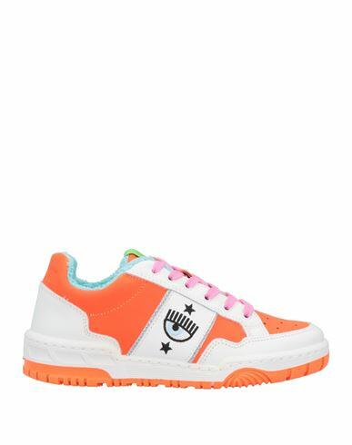 Chiara Ferragni Woman Sneakers Orange Soft Leather Cover