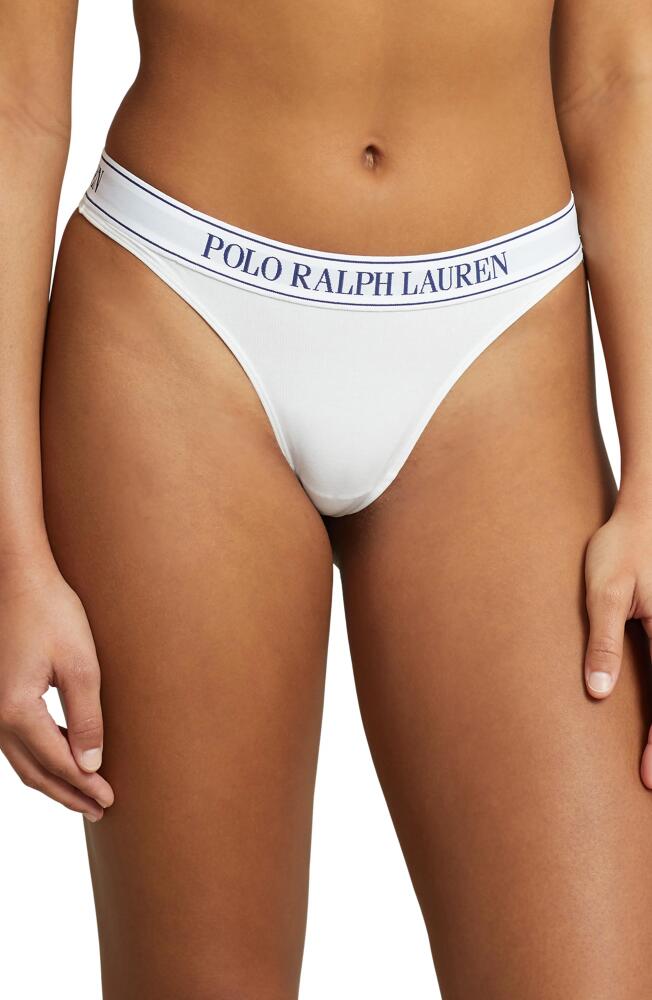 Polo Ralph Lauren Mid Rise Cotton Blend Thong in White Cover