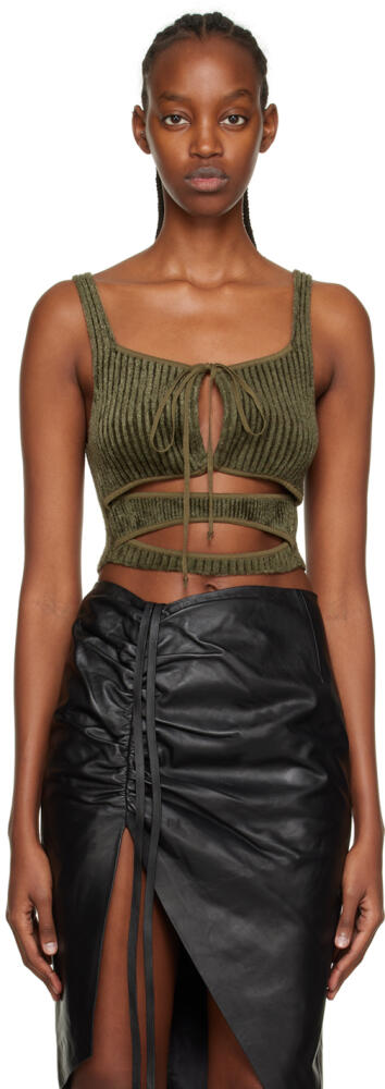 ANDREĀDAMO Khaki Cutout Tank Top Cover