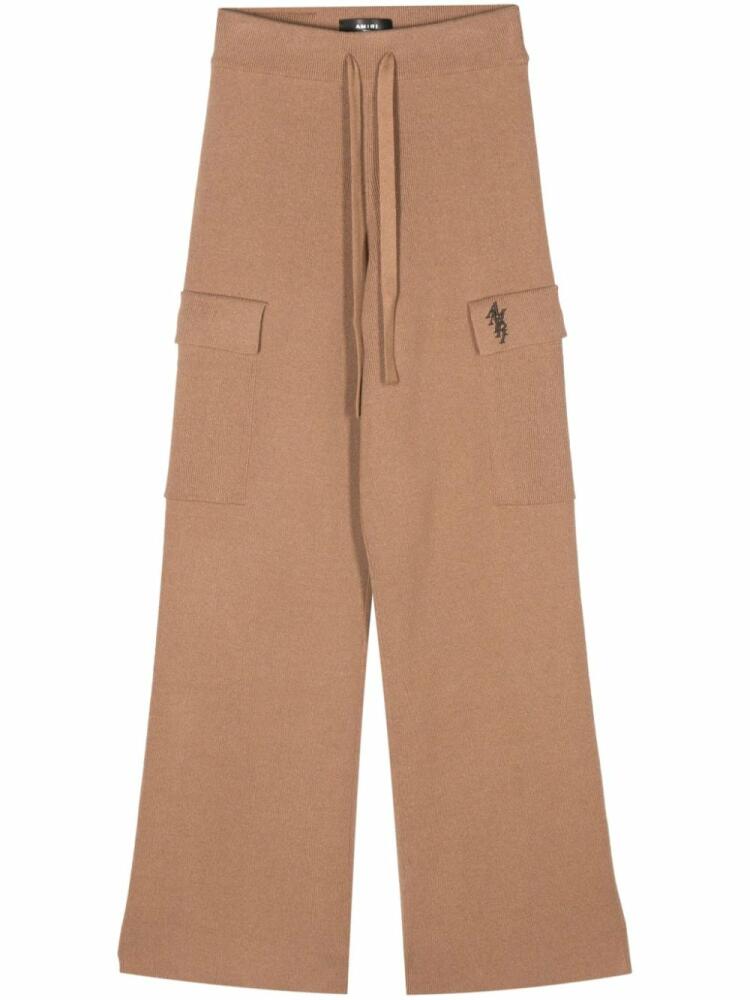 AMIRI logo-embroidered ribbed trousers - Brown Cover