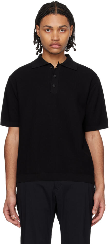 Solid Homme Black Three-Button Polo Cover